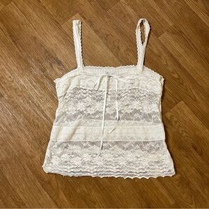American Eagle Outfitters Elegant Cream Cotton Lace Camisole